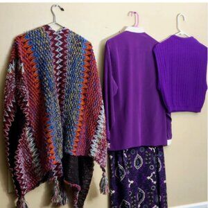 4 PC DESIGNER BUNDLE 2 TOPS SKIRT PONCHO JAEGER 34" SIZE 8
